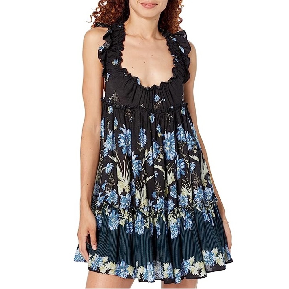 Intimately Free People Womens Bali Wild Daisy Slip Mini Dress Size S Black Combo